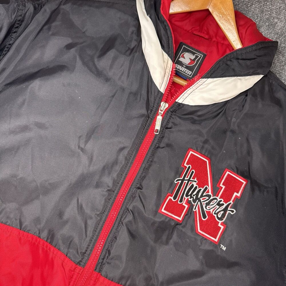 Vintage 90s Starter Nebraska Cornhuskers Puffer Jacket Mens Huskers NCAA Med